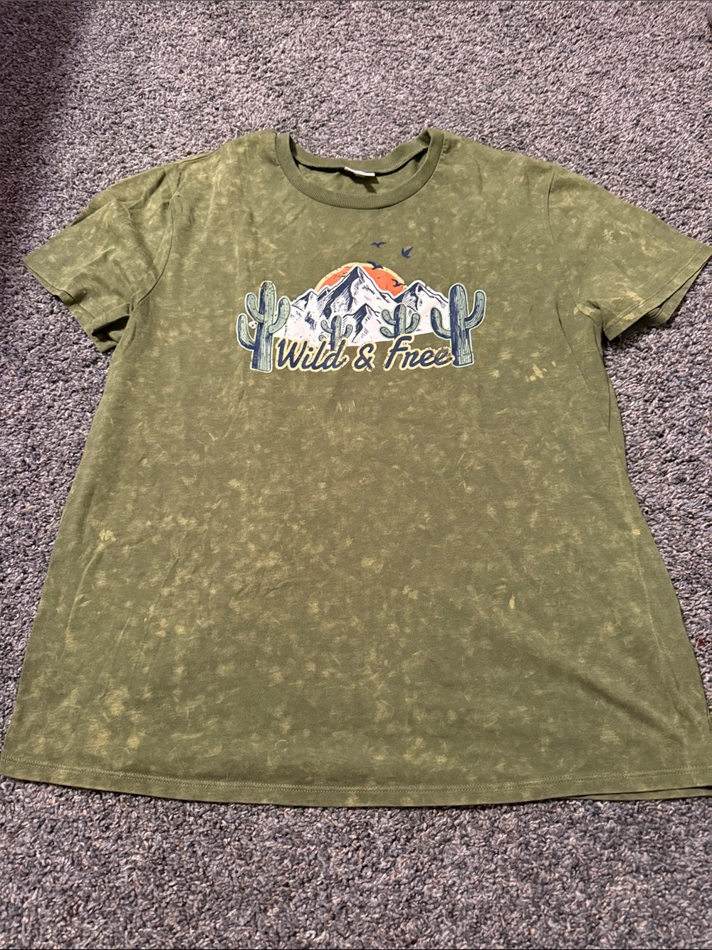 Self Esteem Olive Green 'Wild & Free' Short Sleeve Tee